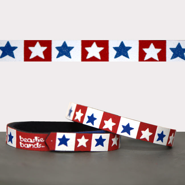 Beastie Band Cat Collars - Symbols + Patterns Collection Red + White + Blue Stars