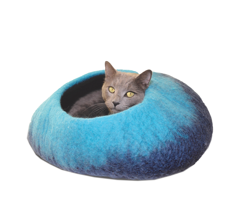 Ombre Wool Pet Cave - Navy & Turquoise