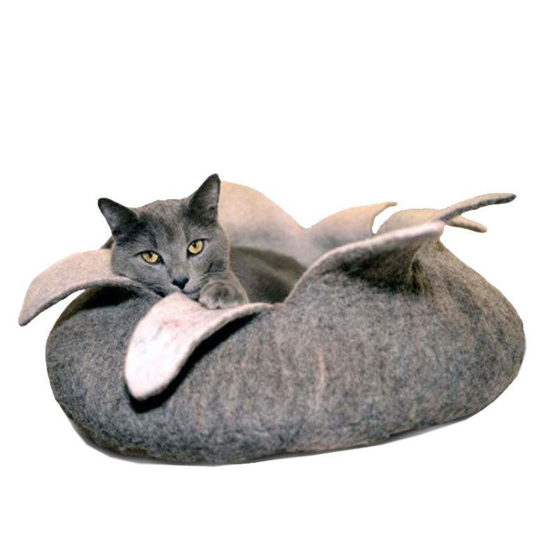 Wool Petal Pet Basket - Natural