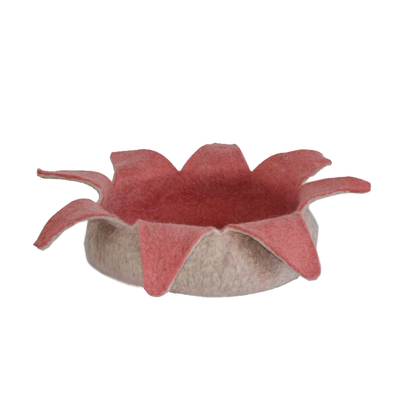 Wool Petal Pet Basket - Rose