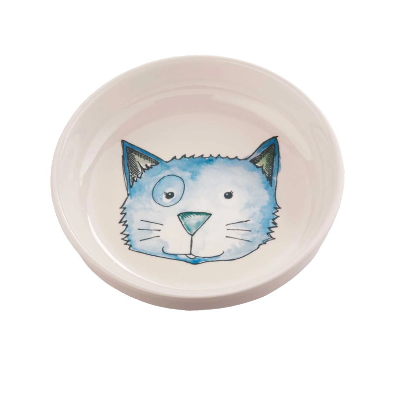 OrePet Watercolor Blue Cat Bowl
