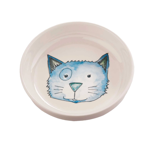 OrePet Watercolor Blue Cat Bowl