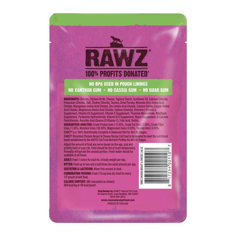 RAWZ Shredded Pouch Chicken Breast & Cheese Cat Food Recipe