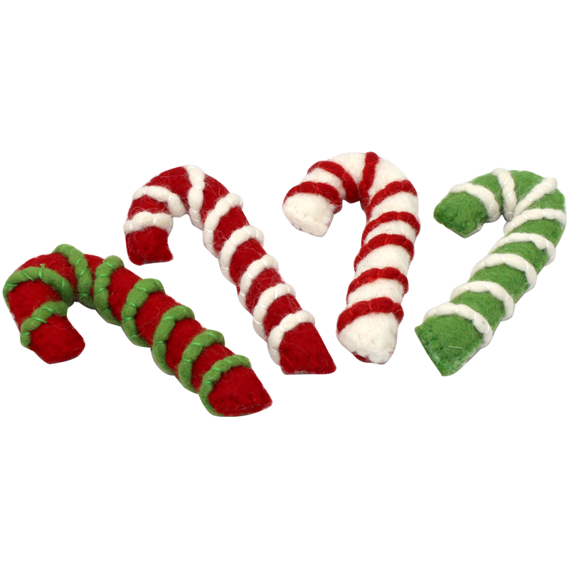 Candy Cane Wool Cat Toy
