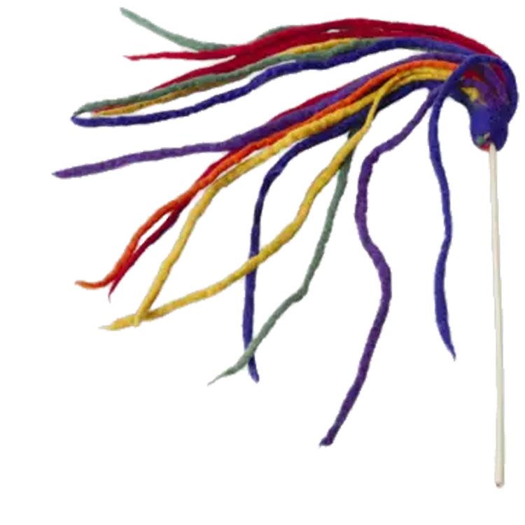 Multi-Strand Wool Cat Teaser Wand Toy