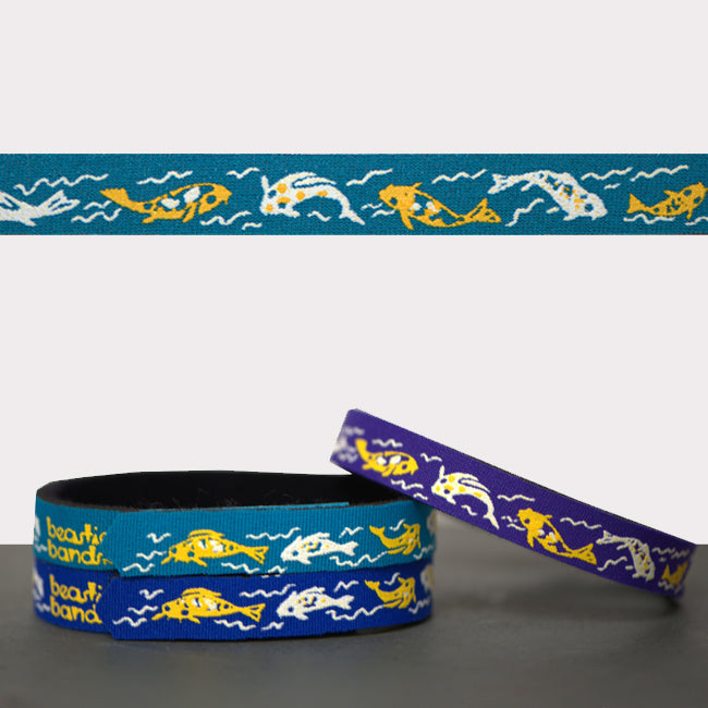 Beastie Bands Clasp-Free Neoprene Cat Collar - Fish Bones Design (U-Pick Color, 12.5 X 0.5 Inches)