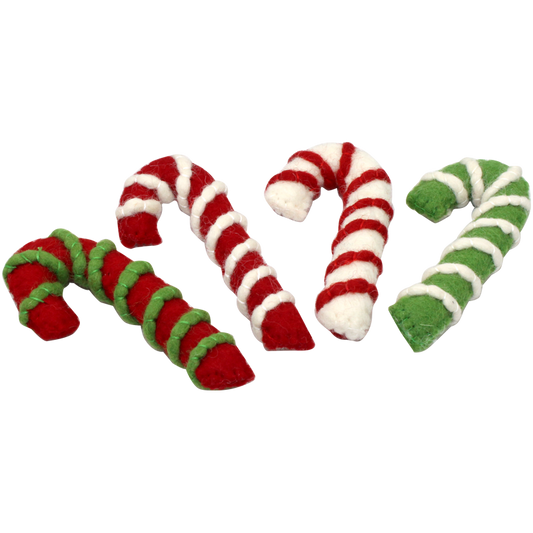 Candy Cane Wool Cat Toy