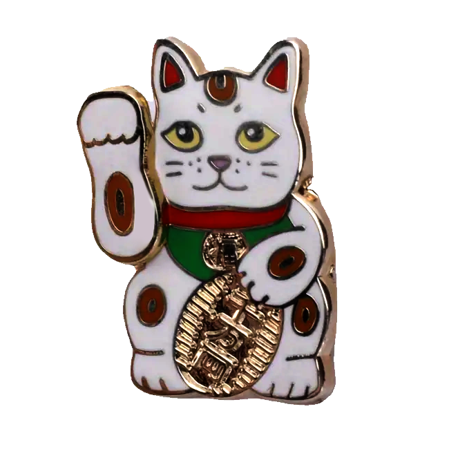 Lucky Cat Moving Paw Lapel Pin