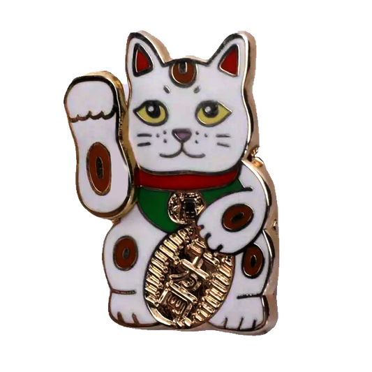 Lucky Cat Moving Paw Lapel Pin