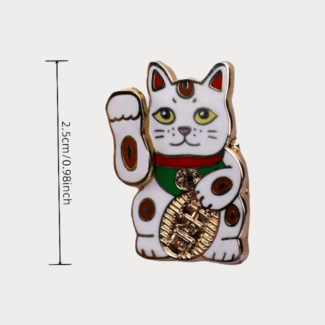 Lucky Cat Moving Paw Lapel Pin