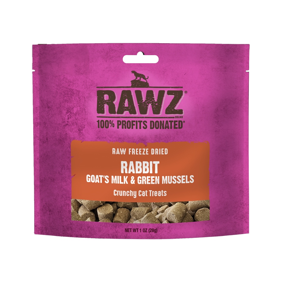 RAWZ Raw Freeze Dried Rabbit, Goat's Milk & Green Mussels Crunchy Cat Treats