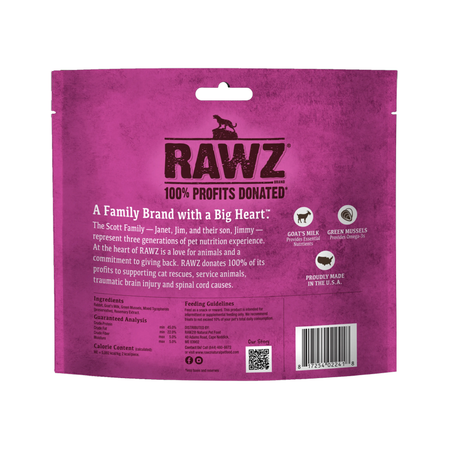 RAWZ Raw Freeze Dried Rabbit, Goat's Milk & Green Mussels Crunchy Cat Treats