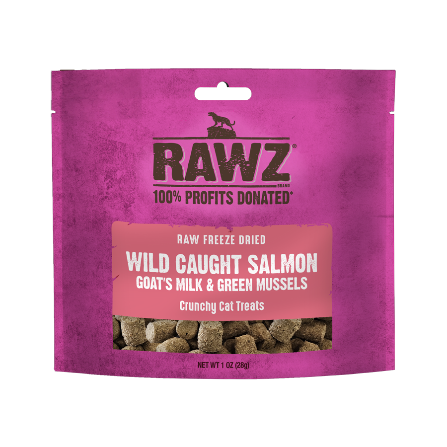 RAWZ Raw Freeze Dried Wild Caught Salmon, Goat's Milk & Green Mussels Crunchy Cat Treats