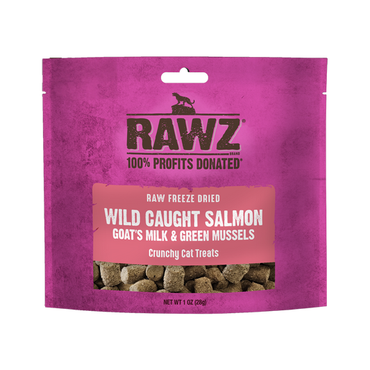 RAWZ Raw Freeze Dried Wild Caught Salmon, Goat's Milk & Green Mussels Crunchy Cat Treats