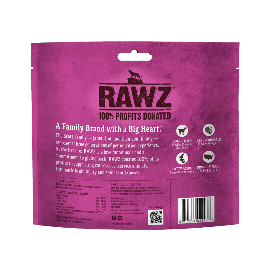 RAWZ Raw Freeze Dried Wild Caught Salmon, Goat's Milk & Green Mussels Crunchy Cat Treats