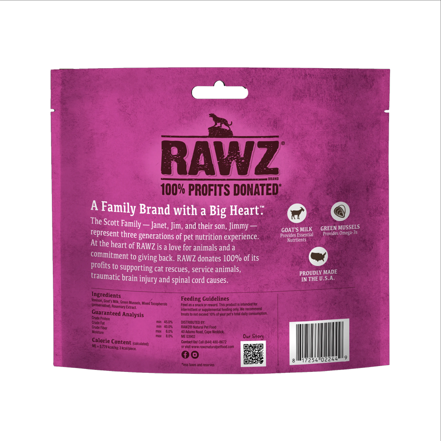 RAWZ Raw Freeze Dried Venison, Goat's Milk & Green Mussels Crunchy Cat Treats