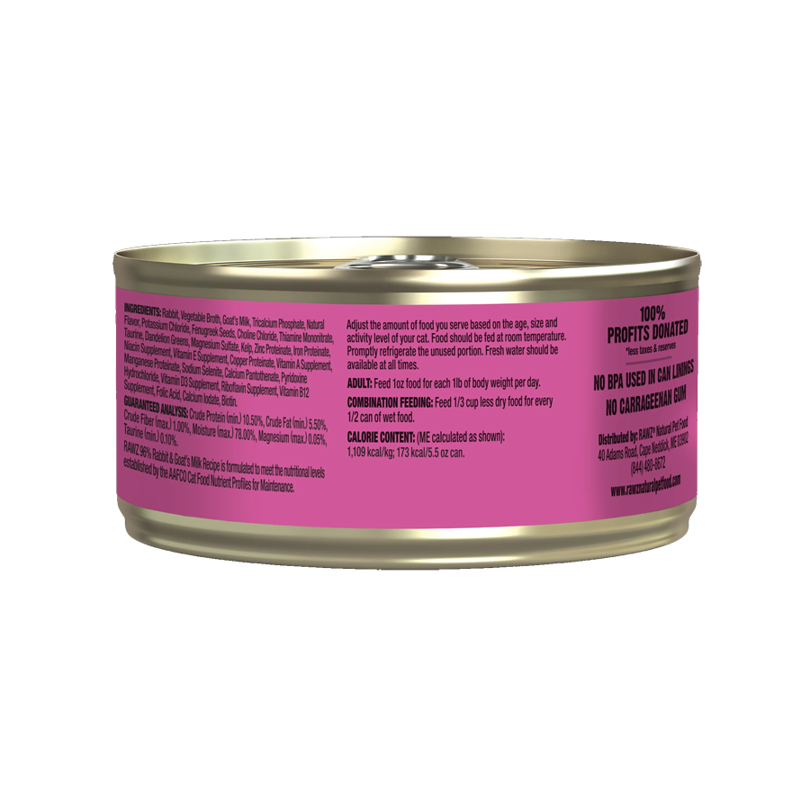 RAWZ 96% Rabbit With Goat's Milk Canned Cat Food