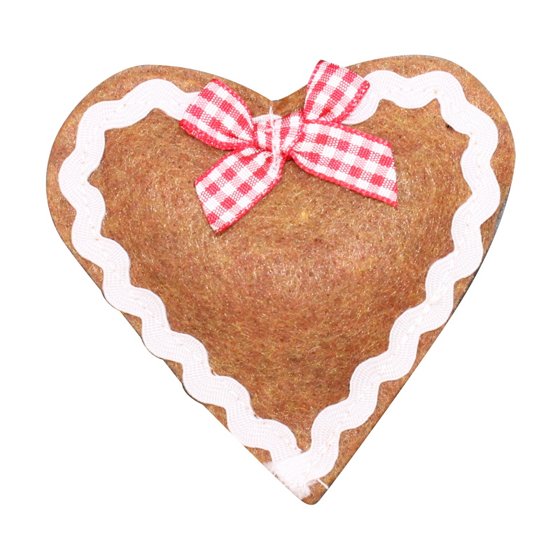 Felt Gingerbread Cookie Heart Organic Catnip Toy