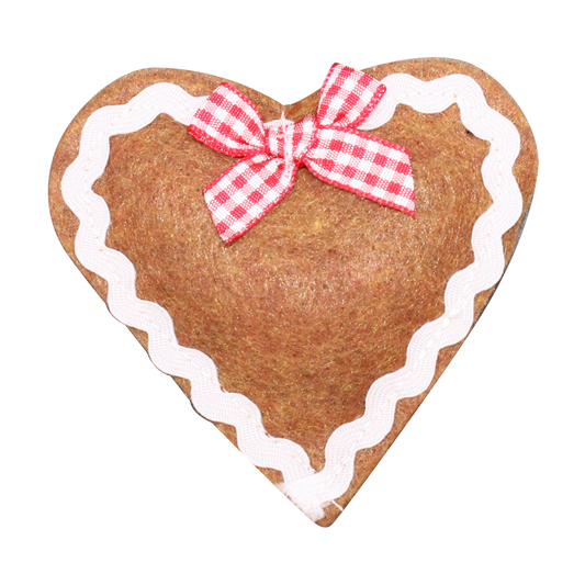 Felt Gingerbread Cookie Heart Organic Catnip Toy